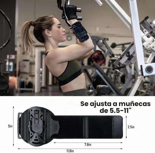 Vista 4 de Soporte de teléfono para correr, brazaletes de antebrazo giratorio de 360° y desmontable, compatible con todos los teléfonos celulares de 4.5 a 7