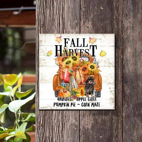 Vista 3 de Señal de madera retro de otoño para el día de la cosecha, letrero de madera para el día de la cosecha, placa de pared para colgar en la pared