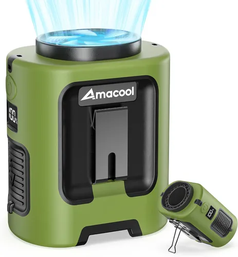 Vista 17 de AMACOOL Mini ventilador de cintura portátil con clip, 13,000 rpm, 4 velocidades, ventilador de cuello personal, hasta 24 horas de duración