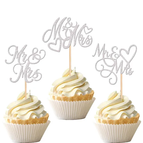 Vista 10 de 36 piezas de decoración para cupcakes con corazón de amor con purpurina para despedida de soltera, para boda, compromiso, cumpleaños, aniversario