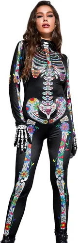 Vista 2 de 3D Skeleton Costume Adult Women, Skeleton Halloween for Costumes Women Dia De Los Muertos Costume Woman