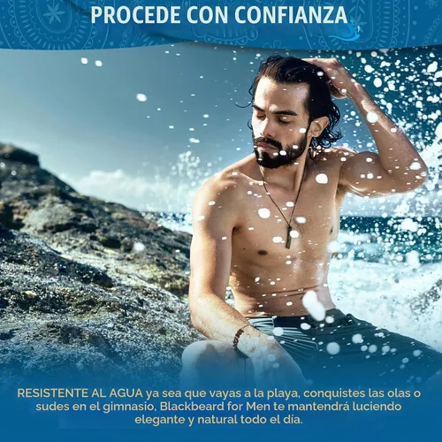 Vista 4 de Blackbeard para hombres Fórmula X – Color de cepillado instantáneo en barba y bigote– paquete (Brownblack) 1-Day Temporary Facial Hair Tint