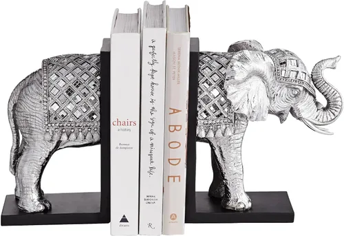 Vista 7 de Elefante 9 1/4" de alto plata extremos para libros - Dahlia Studios