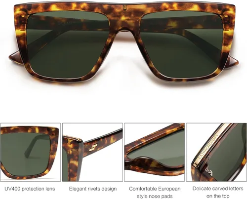 Vista 4 de SOJOS Gafas de sol planas de moda para mujeres y hombres