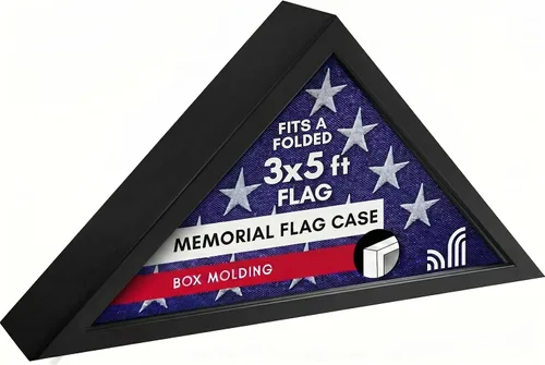 Vista 11 de Americanflat Pequeña vitrina plegada de bandera – Se adapta a banderas ceremoniales plegadas de 3 x 5 pies (no para bandera funeraria) – Colección
