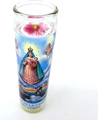 Vista 8 de Virgen de la caridad del cobre veladora de rezo sin fragancia 14 oz vaso grande una pieza vela de oración de una pieza 14 oz de vidrio alto oración
