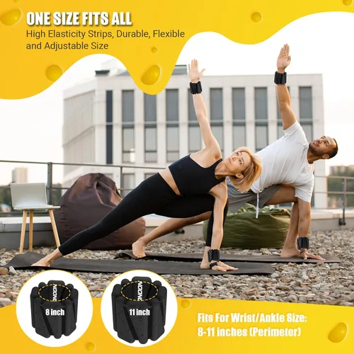 Vista 5 de Pulseras de pesas de tobillo y muñeca de 4 libras / 2 libras para mujer, pulsera de pesas ajustables de silicona para pilates, sujetadores
