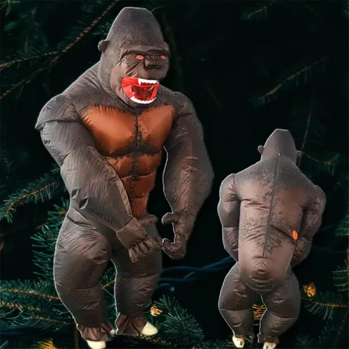 Vista 5 de Disfraz inflable de mono gorila de cuerpo completo travieso divertido traje para fiesta de Halloween adulto niño pequeño