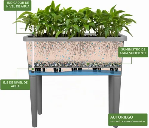 Vista 2 de Dexceder Cama de jardín elevada con riego automático de 13.2 galones