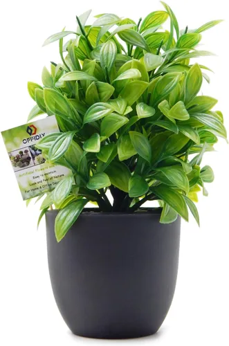 Vista 11 de OFFIDIX - Plantas artificiales de plástico con macetas de eucalipto para decoración en el hogar, oficina, planta de plástico sintético con macetas
