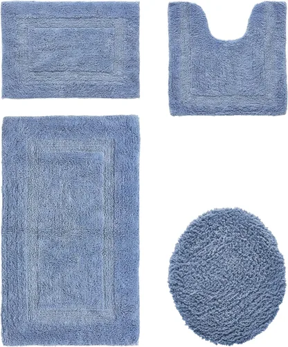 Vista 606 de Better Trends - Juego de 2 alfombras de baño 100% algodón, extra suaves, con borlas, de 17" x 24", alfombra de baño superabsorbente y reversible