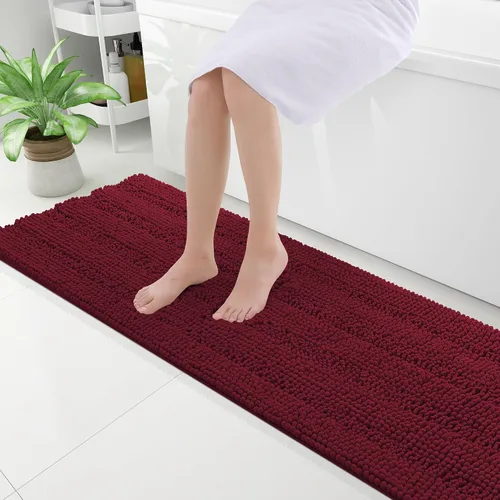 Vista 206 de Grandaily Alfombras de baño de felpilla a rayas de 24 x 16 pulgadas, extra gruesas y suaves, absorbentes, parte trasera de goma, alfombra de ducha