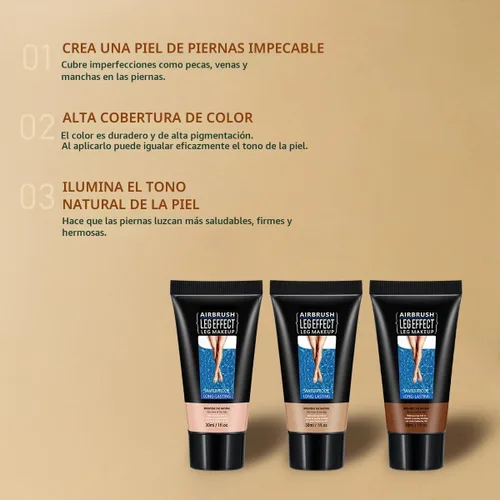 Vista 7 de Maquillaje de piernas impermeable sin transferencia, brillo medio, 1 oz, cobertura de venas de piernas, maquillaje para cubrir cicatrices de piernas