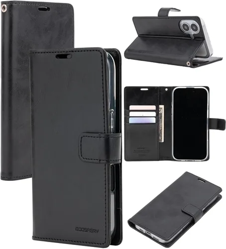 Vista 24 de GOOSPERY Funda Blue Moon para Galaxy S21 de 6.2 pulgadas (2021), soporte de piel sintética premium con soporte para tarjetas (negro)