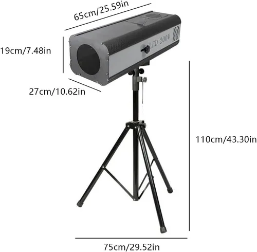 Vista 3 de Foco de escenario de 200 W, foco LED de seguimiento con apertura ajustable, luz de lavado de control manual para fiesta, discoteca, boda