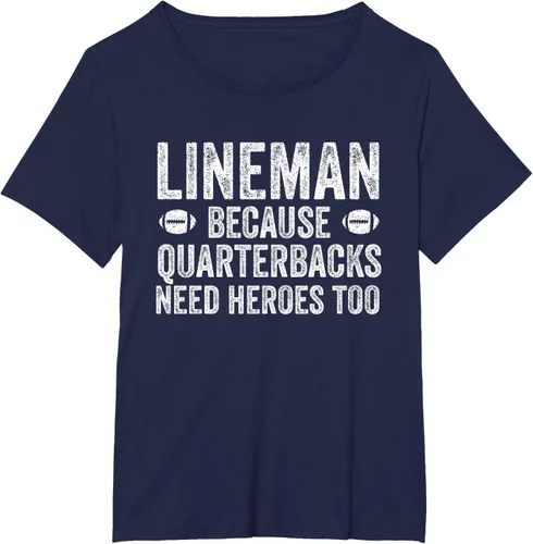 Vista 24 de Lineman Because Quarterbacks Need Heroes Camiseta de fútbol linieros S Negro