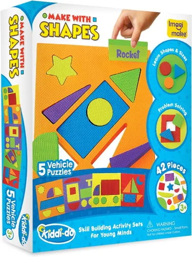 Vista 2 de Imagimake Make with Shapes - Rompecabezas de vehículos para niños a partir