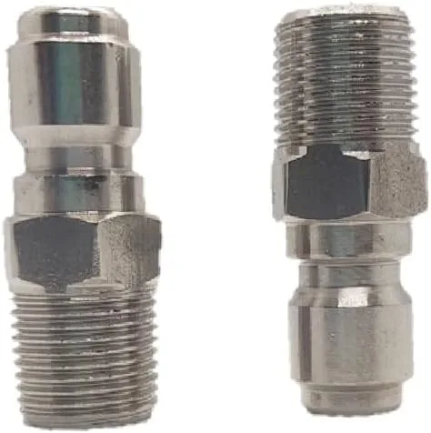 Vista 2 de Acoplador de lavadora a presión de acero inoxidable, enchufe de conexión rápida, accesorio NPT macho de 3/8 pulgadas, 5000 PSI, paquete de 2