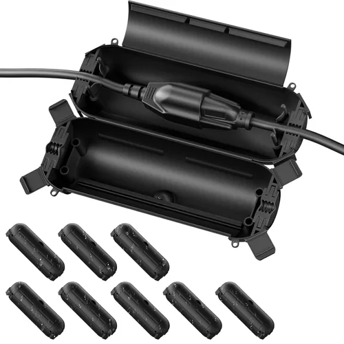 Vista 33 de Flemoon - Paquete de 3 fundas impermeables para cable de extensión para exteriores Small Electrical Connection Box for Straight Plug, Socket