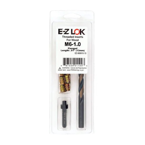 Vista 16 de E-Z LOK Kit de reparación de rosca hexagonal E-Z para insertos roscados con brida para madera blanda 1/4-20 x 13mm, perforador, herramienta