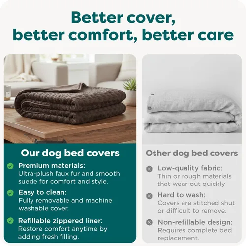 Vista 7 de Furhaven - Funda de repuesto ultraafelpada para cama de perro, color chocolate, jumbo (XL)