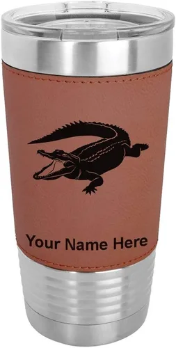 Vista 11 de LaserGram Vaso aislado al vacío de 20 onzas, cocodrilo, grabado personalizado incluido (piel sintética, estilo béisbol)