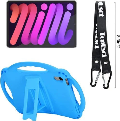 Vista 5 de TopEsct Funda infantil para iPad mini 7 (A17 Pro) 2024/iPad Mini6 2021, funda de silicona a prueba de golpes con soporte de asa para iPad mini