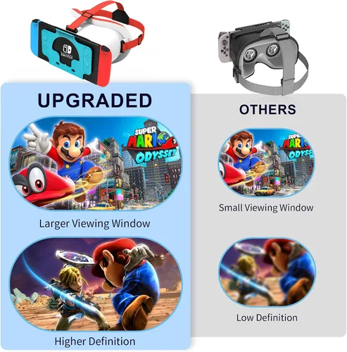 Vista 2 de Upgraded VR Headset for Nintendo Switch & Switch OLED Model, Switch Virtual Reality Glasses with Adjustable HD Lenses and Comfortable Head Strap