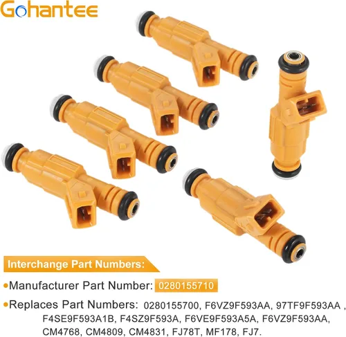 Vista 3 de Inyectores de combustible 0280155710 compatibles con Jeep Cherokee Grand Cherokee 1987-1998 Wrangler Comanche 4.0L 4 agujeros inyector