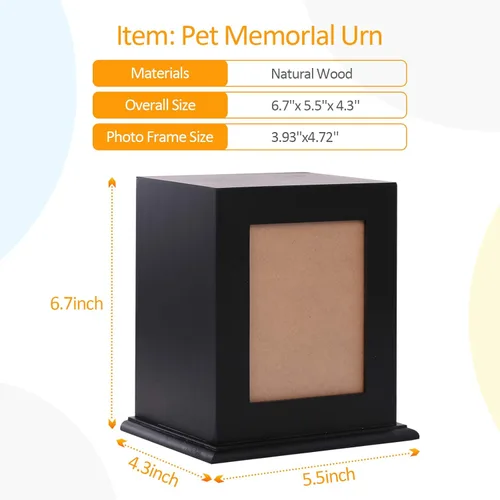 Vista 3 de Urna conmemorativa de madera para cenizas, marco de fotos, caja de recuerdo para gatos y perros, suministros de ataúdes funerarios, urnas