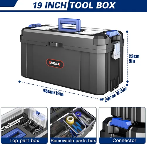 Vista 4 de Caja de herramientas rodante 3 en 1 con ruedas, caja de herramientas apilable, organizador de almacenamiento de herramientas modular, diseño