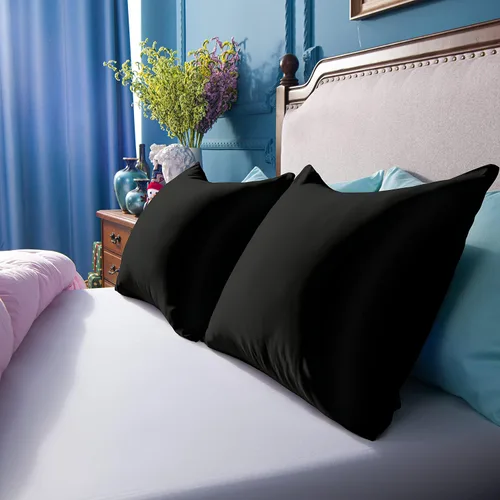 Vista 5 de NTBAY Fundas de almohada de satén con cremallera para cabello y piel, juego de 2 fundas de almohada estándar de lujo con cremallera oculta, 20 x 26