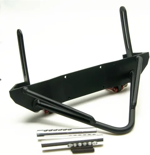Vista 4 de Barra de parachoques delantero de acero negro con grilletes de cabrestante para 1:10 RC Crawler Car AXIAL SCX10