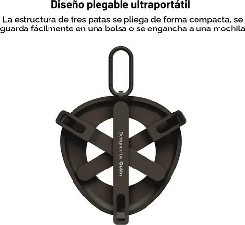 Vista 3 de OutIn Soporte de café plegable ultraportátil con mosquetón, soporte portátil estable para máquina de espresso, diseño unibody de aluminio, mosquetón