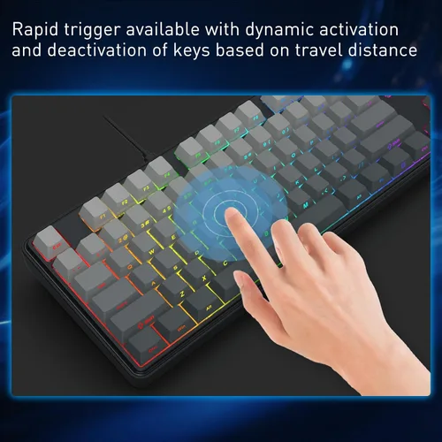 Vista 5 de Redragon K707 HE Teclado para juegos de disparo rápido, 87 teclas TKL Teclado mecánico con cable con interruptor magnético de efecto Hall