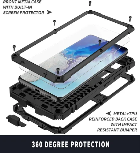 Vista 7 de Funda de metal compatible con Samsung Galaxy S21, resistente al polvo, grado militar, con soporte plegable integrado con cubierta de parachoques