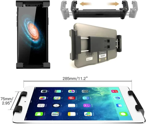 Vista 4 de Soporte de abrazadera TAI-G de metal resistente compatible con tabletas Galaxy Tab Pad Air Mini Pro Tablet para UBER EATS DOORDASH GRUBHUB mesa