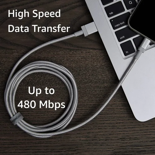 Vista 7 de Amazon Basics Cable de carga USB-A a Lightning, cable trenzado de nailon, cargador certificado MFi para Apple iPhone 14, 13, 12, 11 X Xs Pro, Pro