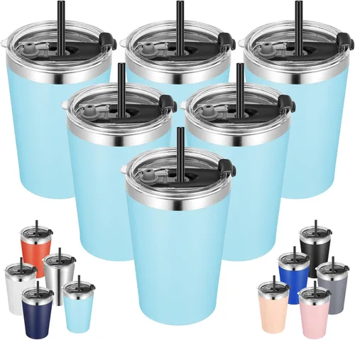 Vista 12 de VEGOND - Vaso térmico de acero inoxidable de 12 onzas con aislamiento al vacío de doble pared, vaso para viaje con tapa y pajita reutilizable Negro