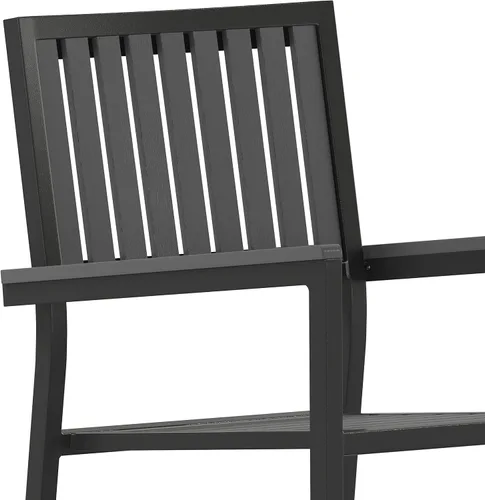 Vista 8 de Flash Furniture Harris - Juego de 2 sillas comerciales para interiores y exteriores, respaldo y asiento con listones de poliresina negra, marco