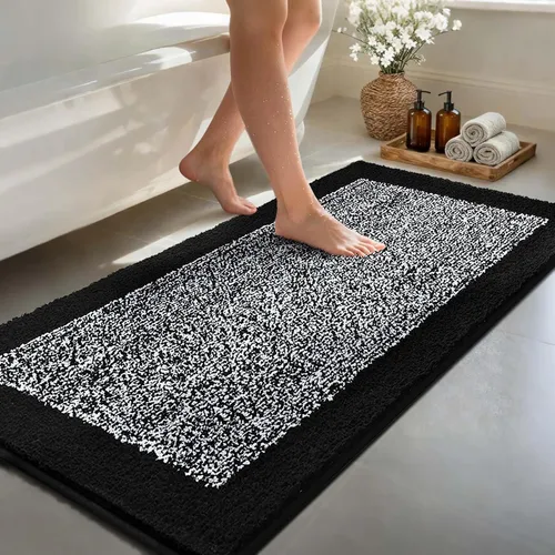 Vista 84 de Alfombras de baño de 17 x 24 pulgadas, antideslizantes, lavables, color gris, para bañera, tapete de baño para baño, tapete suave y absorbente
