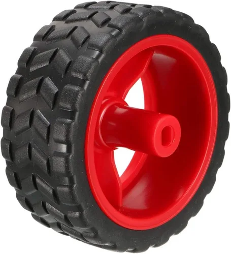 Vista 2 de uxcell Neumáticos de rueda RC de goma de 2.559 in Robots modelo DIY 2pcs, rojo y negro