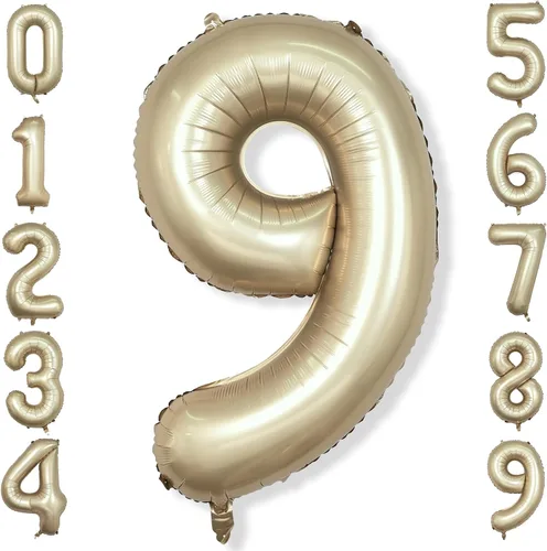 Vista 35 de Globos de Sirena Número 0 de 40 Pulgadas, Juego de Globos de Números Grandes Morado Verde Azulado Arcoíris 0-9, Globos de Números de Papel