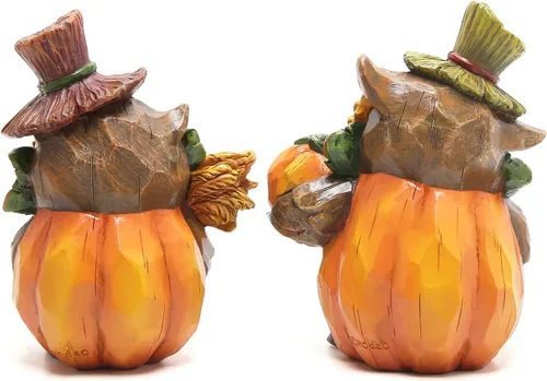 Vista 8 de Hodao Figuras de calabaza de Acción de Gracias, decoración de cosecha de Búho