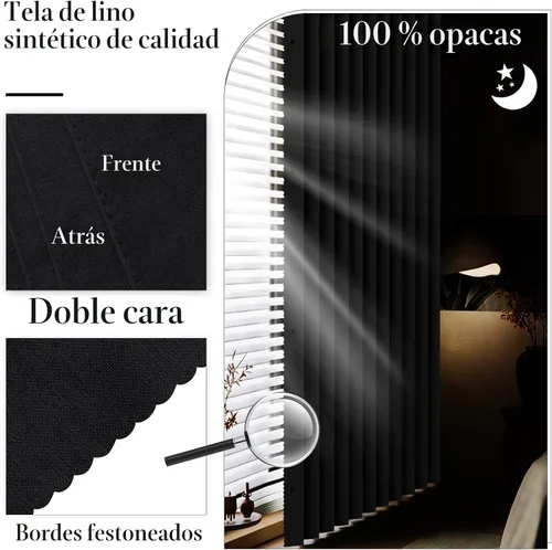 Vista 4 de Cortinas plisadas completamente opacas con cierre magnético, 72 pulgadas de largo, para interiores y exteriores, 1 panel, 45 pulgadas de ancho x 72