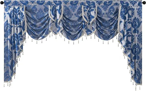 Vista 36 de NAPEARL Cenefa de cascada beige para sala de estar, cortinas de cocina jacquard cenefas y festones, cortinas con festones para ventanas