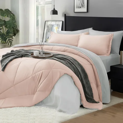 Vista 21 de BEDELITE Juego de ropa de cama con edredón tamaño individual de 5 piezas, reversible, en una bolsa - Juego de cama de lujo suave de microfibra