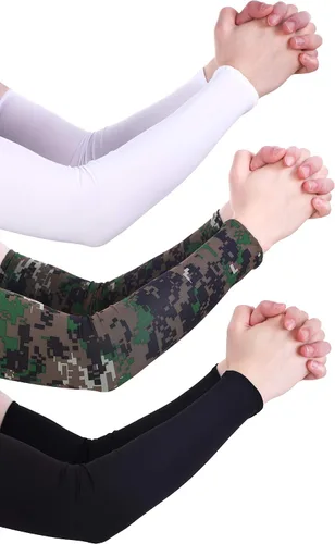 Vista 3 de Mudder 9 pares de mangas unisex de protección UV para brazo de refrigeración mangas de seda de hielo para brazo talla única