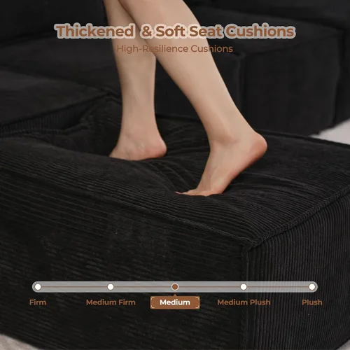 Vista 5 de CAODOC Luxuly - Juego de sofá modular de pana en forma de U, sofá modular reversible, 125 pulgadas de ancho, sofá modular de 6 asientos con otomana