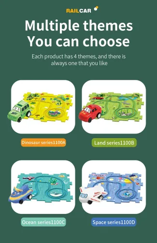 Vista 4 de Relleno de Calcetín Navideño 4 Juegos de Pista de Autos de Carreras Rompecabezas 4 en 1 para Niños, Juego de Pista de Autos de Carreras